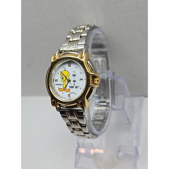 Armitron Tweety Bird 1994 Two Tone Date Quartz Watch Looney Tunes New Battery - Picture 2 of 10